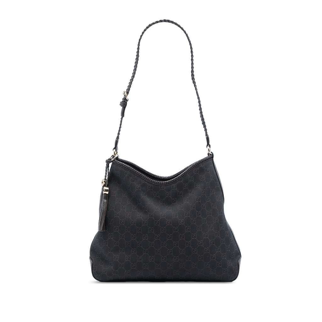 Gucci Medium GG Denim Marrakech Shoulder Bag Brown Very good - Front View