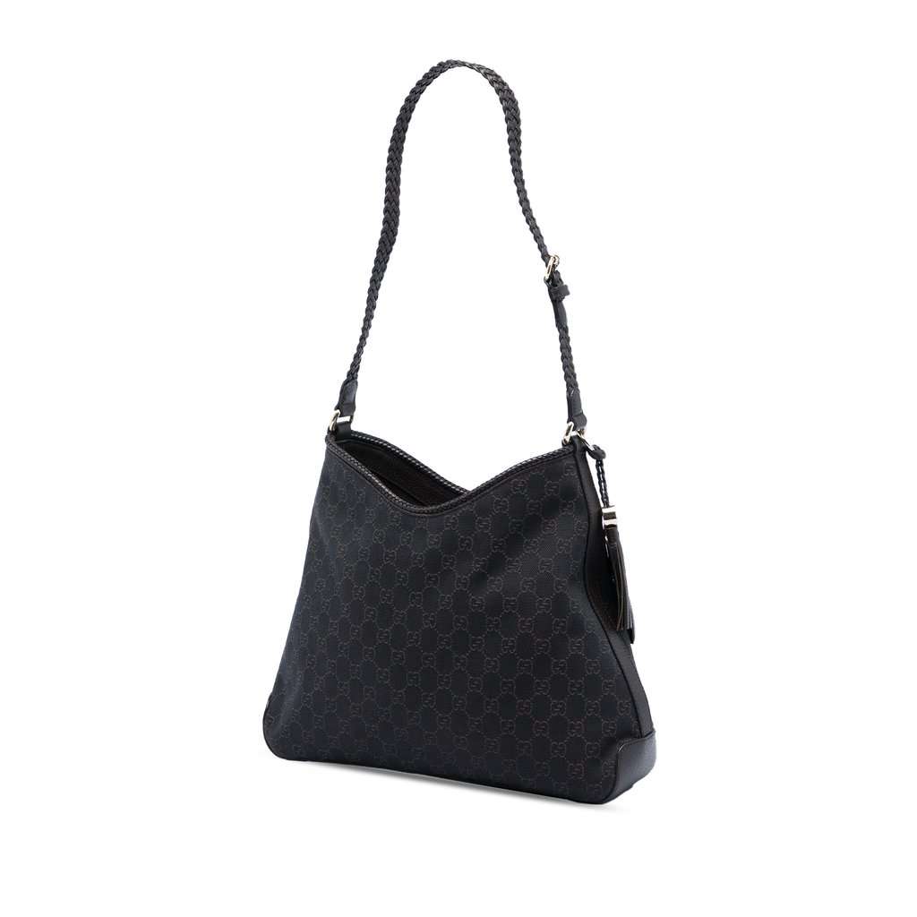 Gucci Medium GG Denim Marrakech Shoulder Bag Brown Very good - Back View