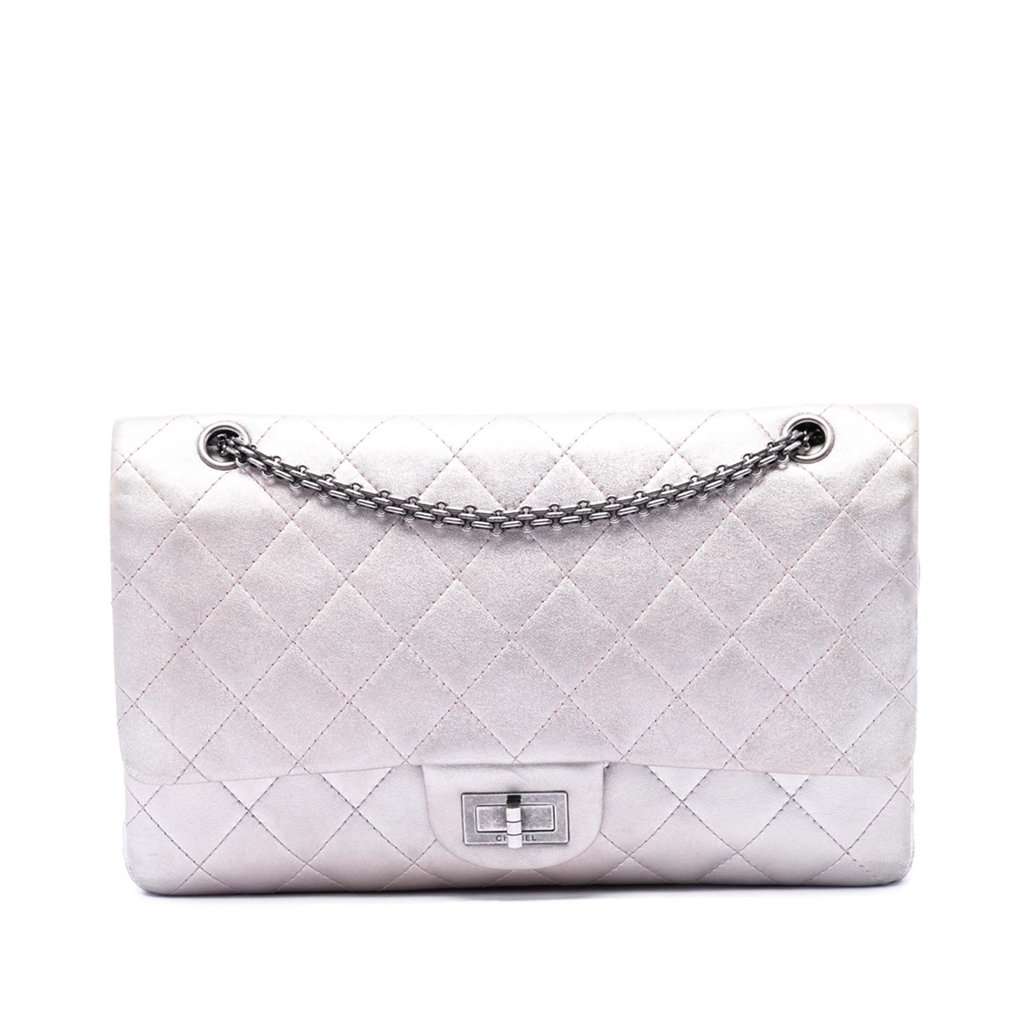 Chanel Quilted Iridescent Lambskin Reissue 2.55 Double Flap 227 Pink Leather Very good condition - Front View