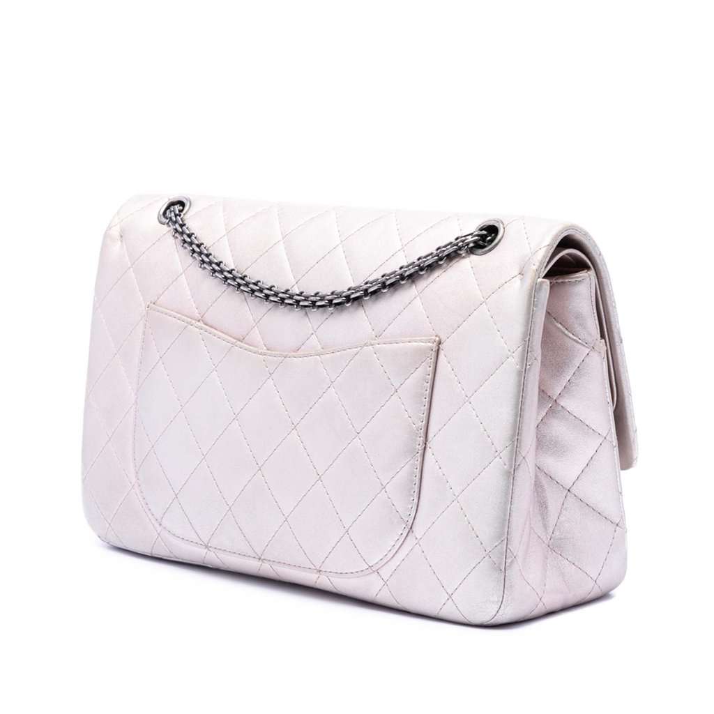 Chanel Quilted Iridescent Lambskin Reissue 2.55 Double Flap 227 Pink Leather Very good condition - Back View