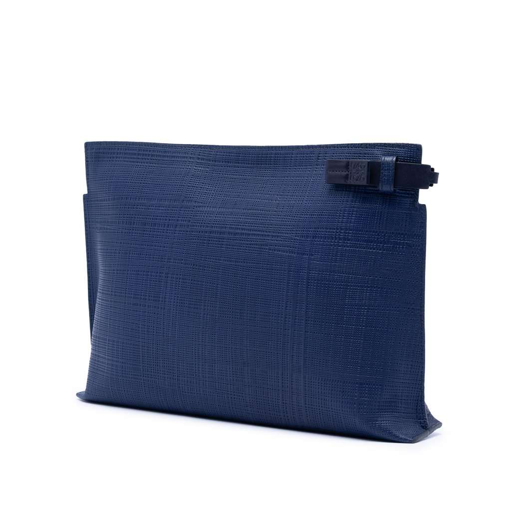 Loewe Leather Anagram T Clutch Blue Leather Very good condition - Back View