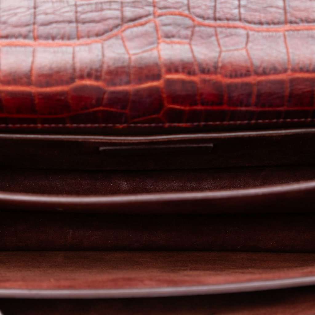 Saint Laurent Medium Croc Embossed Leather Monogram Sunset Crossbody Red Leather Very good condition - Model View