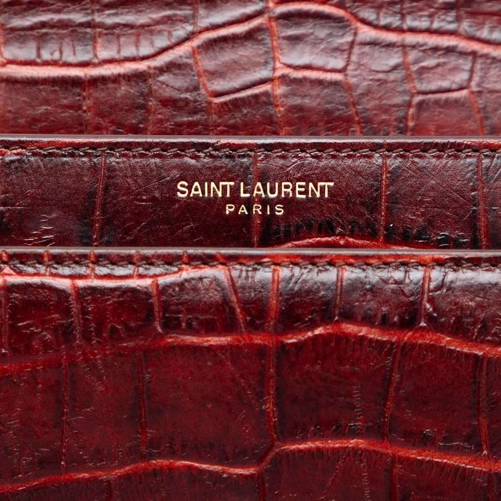 Saint Laurent Medium Croc Embossed Leather Monogram Sunset Crossbody Red Leather Very good condition - Box View