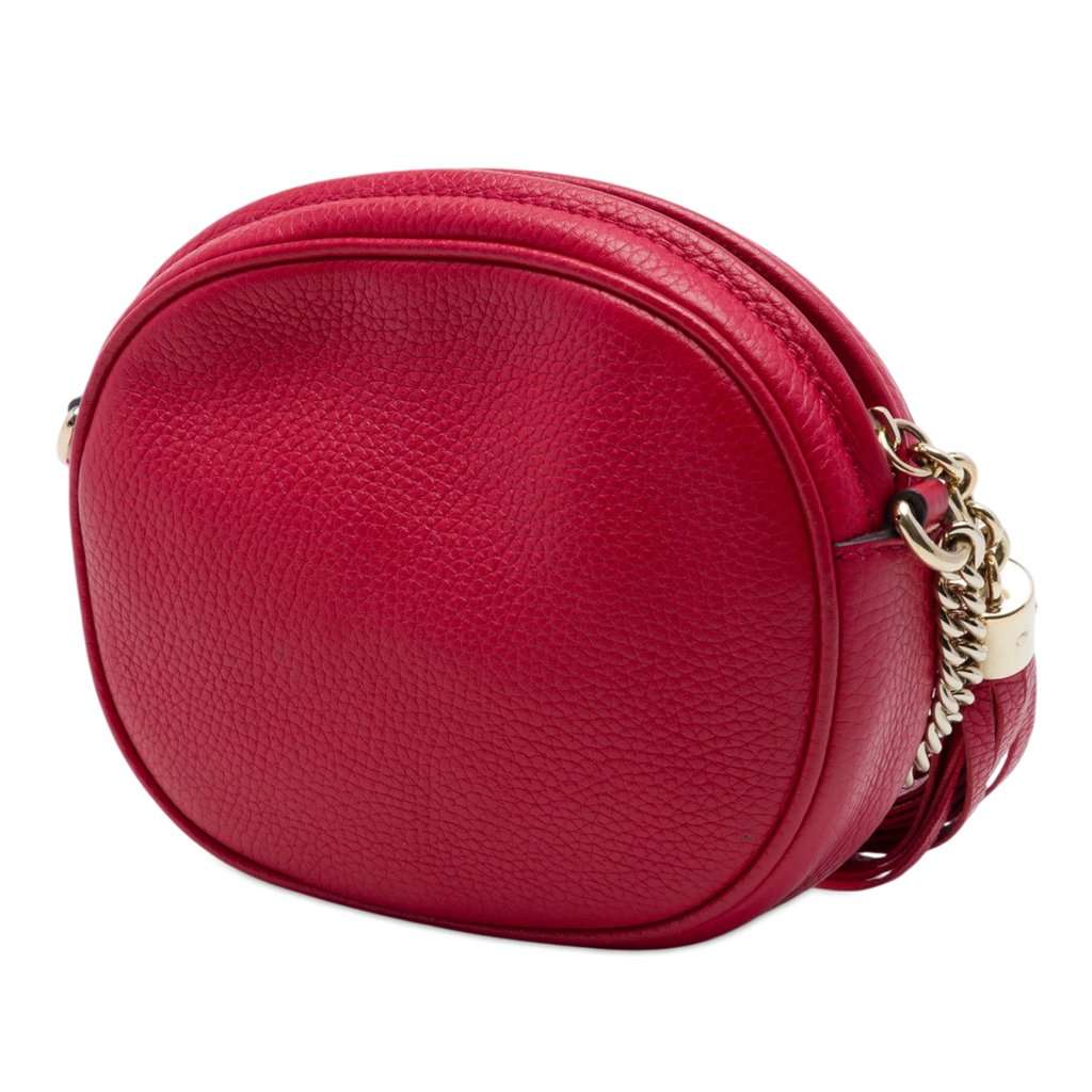 Gucci Mini Pebbled Calfskin Soho Chain Crossbody Red Leather Very good - Back View