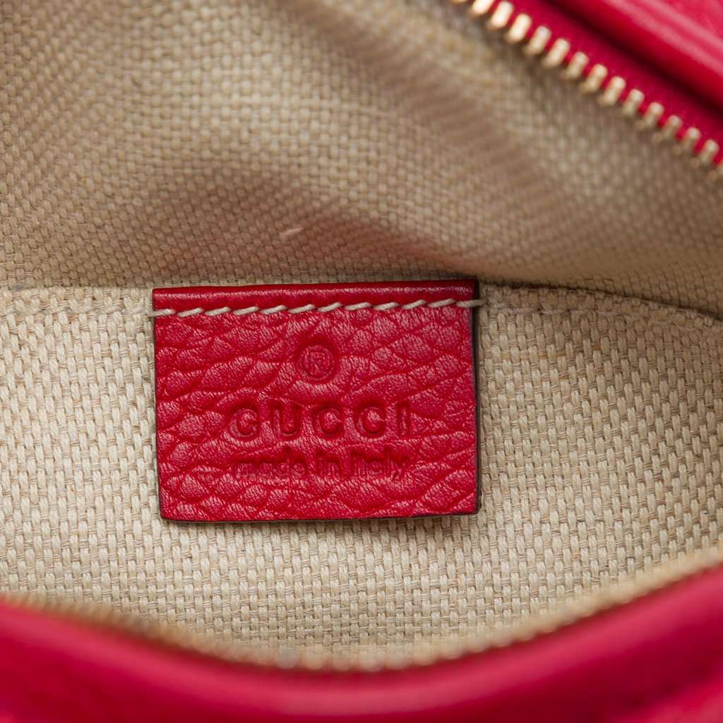Gucci Mini Pebbled Calfskin Soho Chain Crossbody Red Leather Very good - Box View