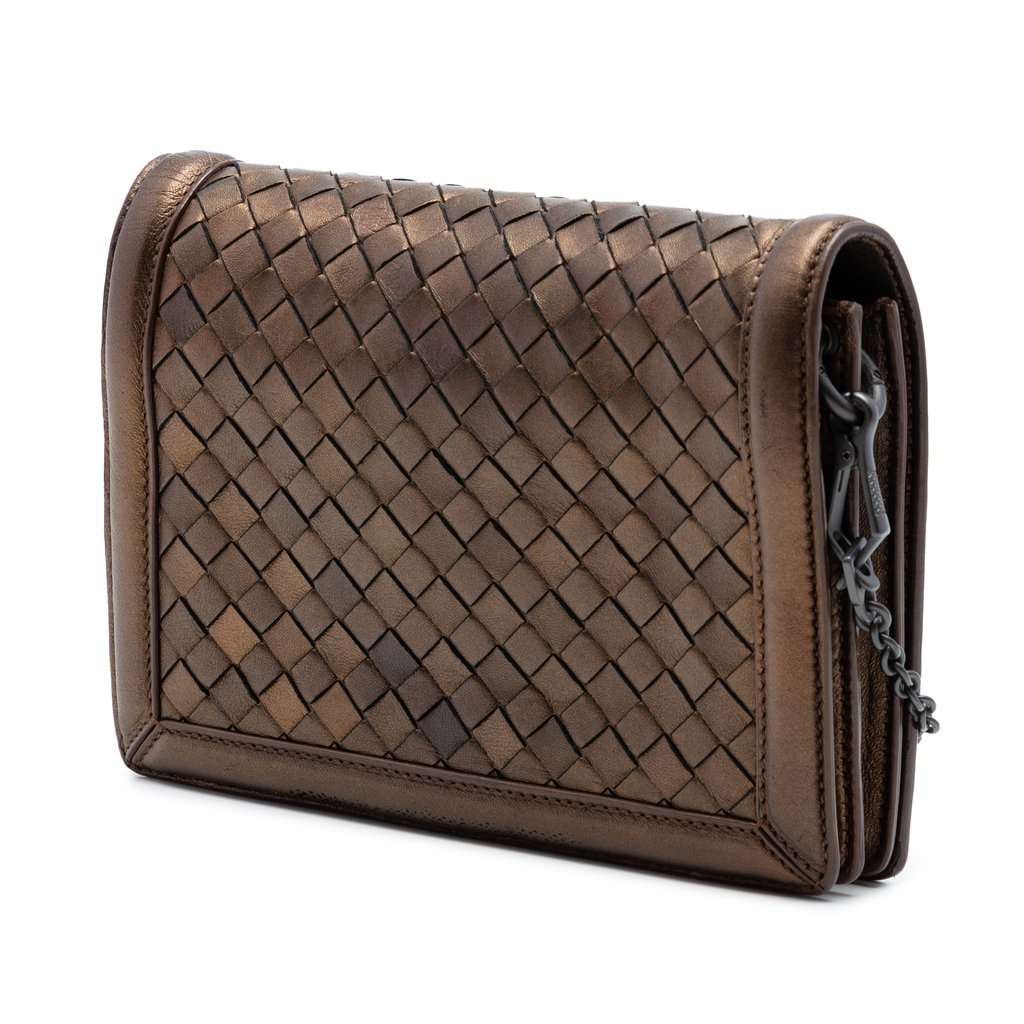 Bottega Veneta Nappa Intrecciato Montebello Crossbody Brown Leather Very good condition - Back View