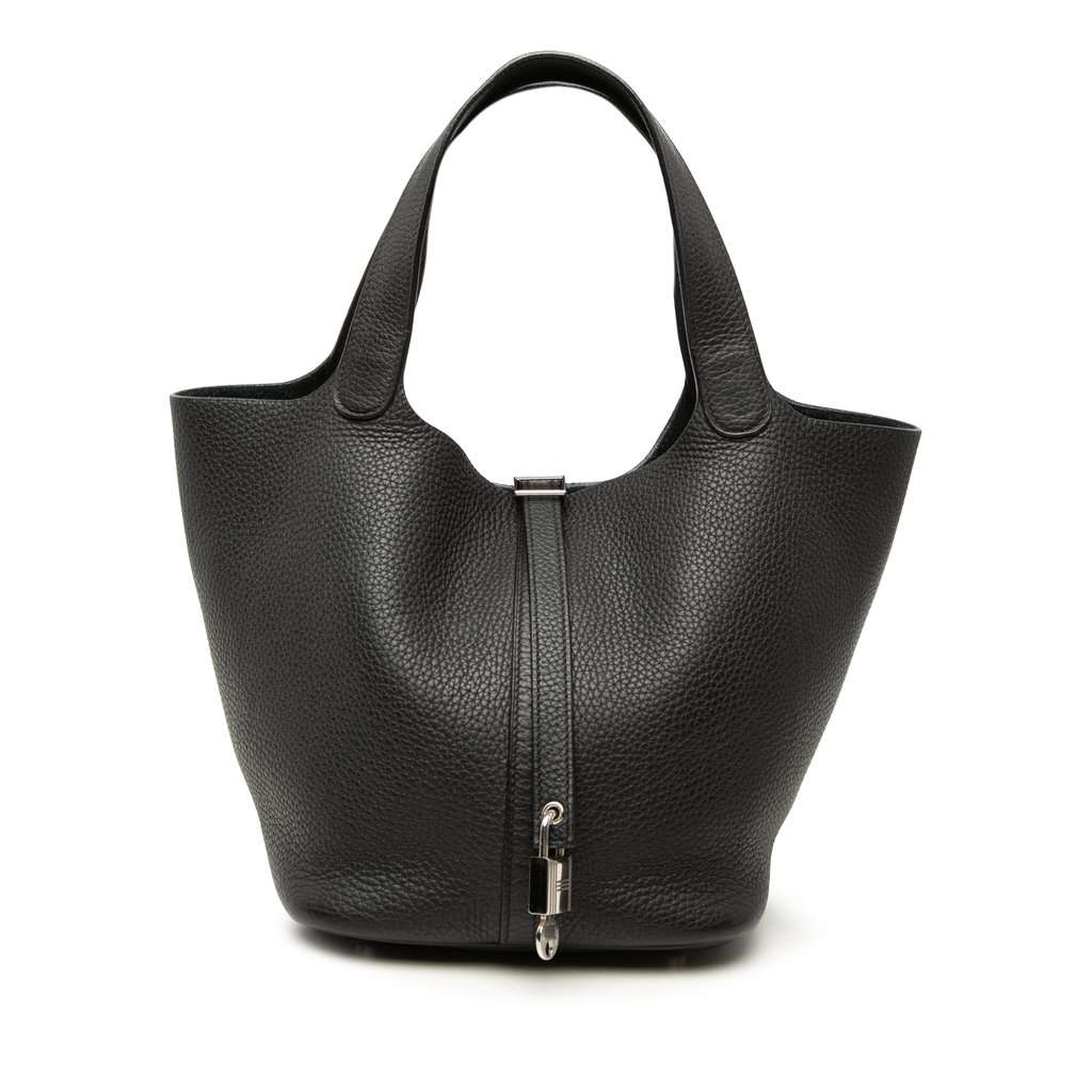 Hermès Clemence Picotin Lock 22 Black Leather Very good condition - Front View