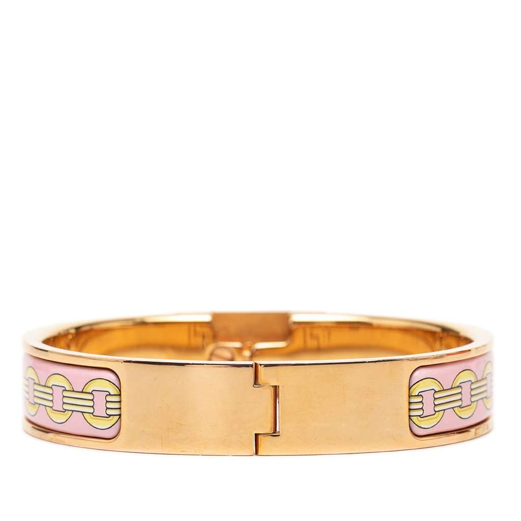 Hermès Narrow Printed Enamel Clic Anneau Bracelet PM Pink Very good - Inside View