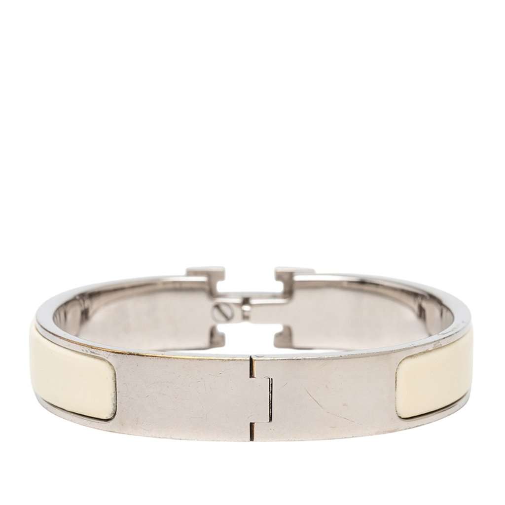 Hermès Narrow Enamel Clic Clac H Bracelet PM White Very good condition - Inside View