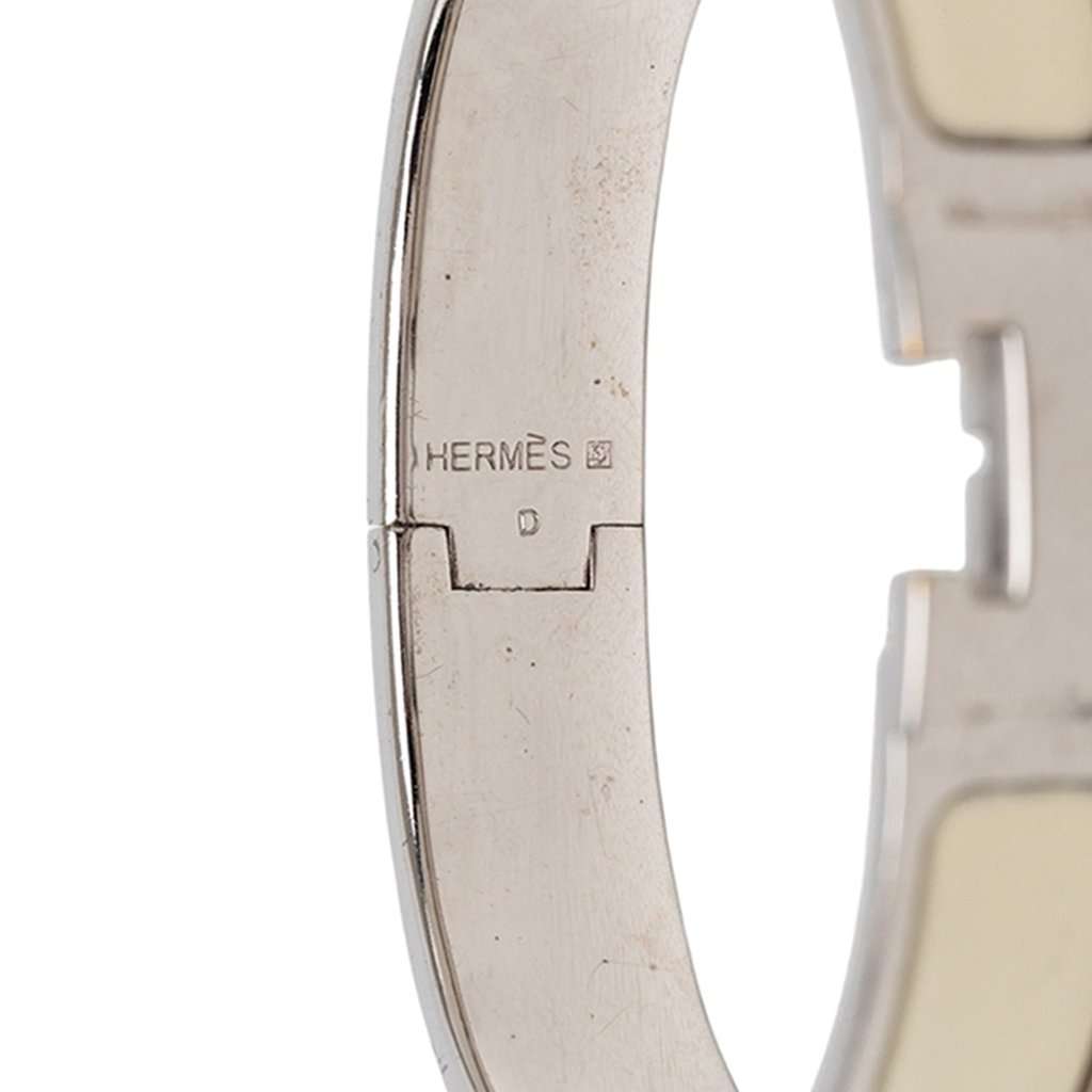 Hermès Narrow Enamel Clic Clac H Bracelet PM White Very good condition - Model View
