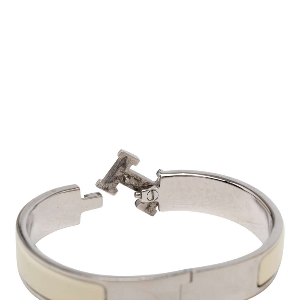 Hermès Narrow Enamel Clic Clac H Bracelet PM White Very good condition - Box View