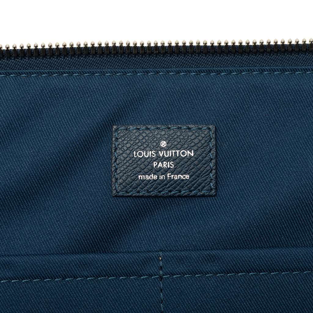 Louis Vuitton Taiga Porte Documents Slim Blue Leather Very good - Box View