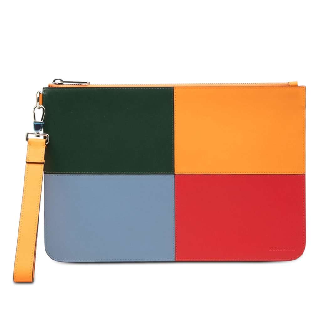 Burberry Leather Colorblock Clutch Orange Leather Very good condition - Front View