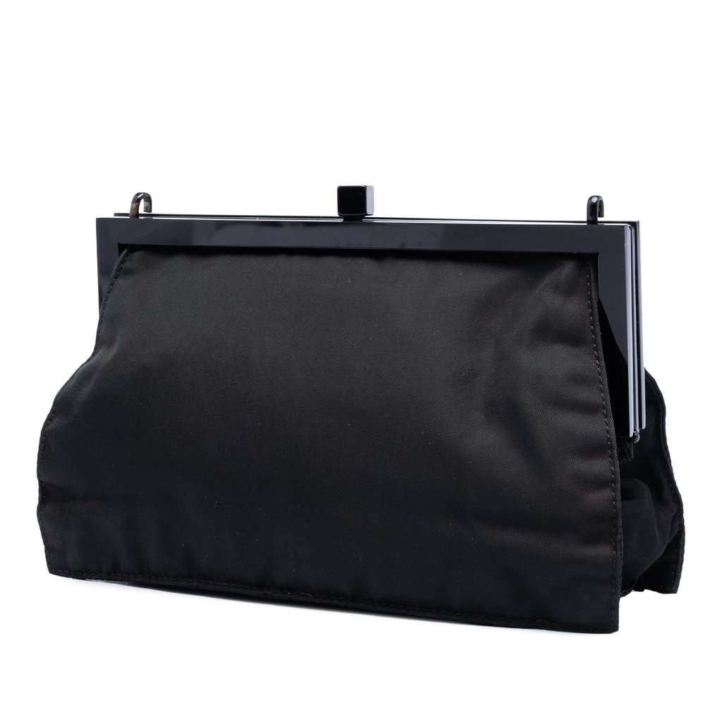 Prada Tessuto Kisslock Frame Chain Crossbody Black Very good condition - Back View