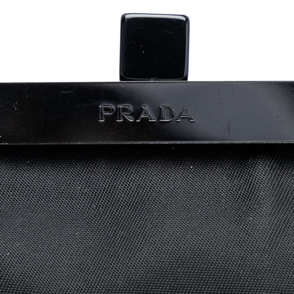 Prada Tessuto Kisslock Frame Chain Crossbody Black Very good condition - Box View