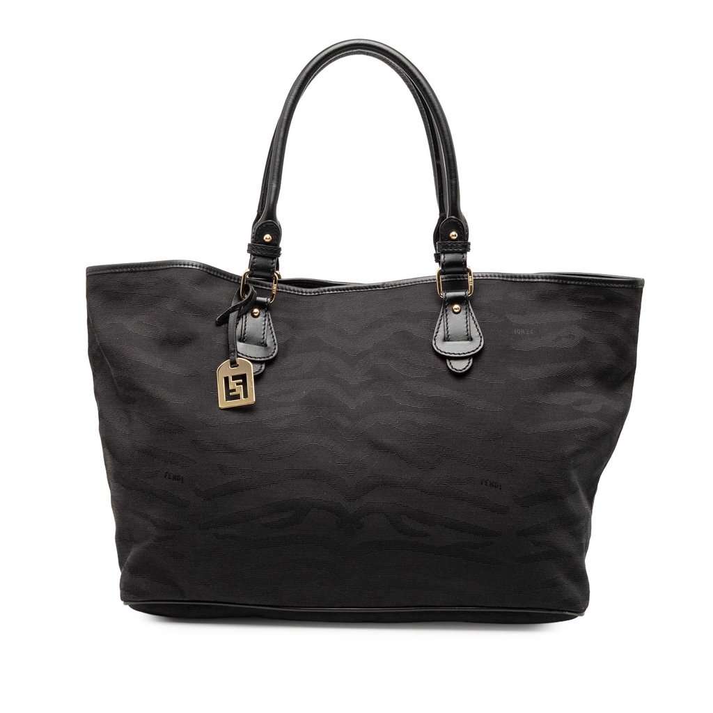 Fendi Canvas Tiger Print Tote Black Very good - Front View