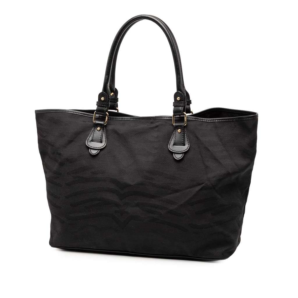 Fendi Canvas Tiger Print Tote Black Very good - Back View