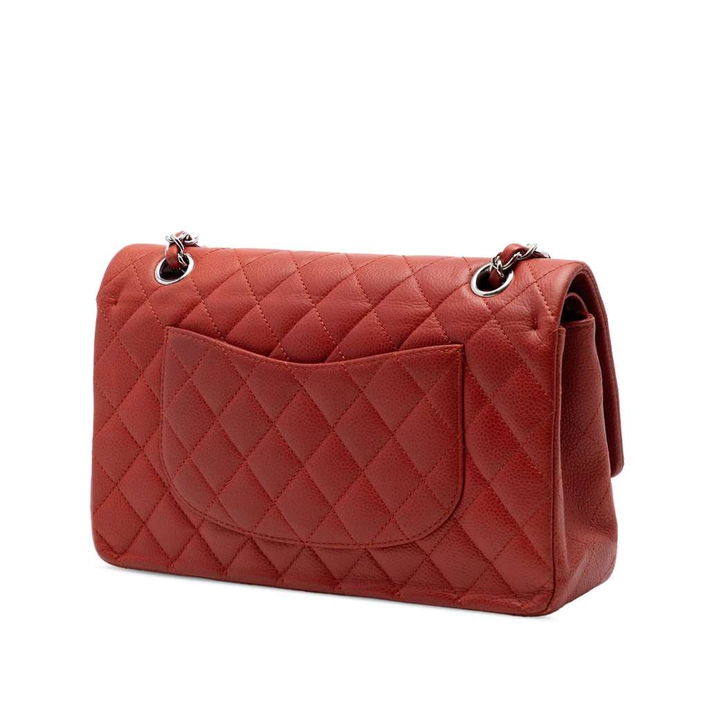 Chanel Medium Classic Caviar Double Flap Red Leather Very good condition - Back View