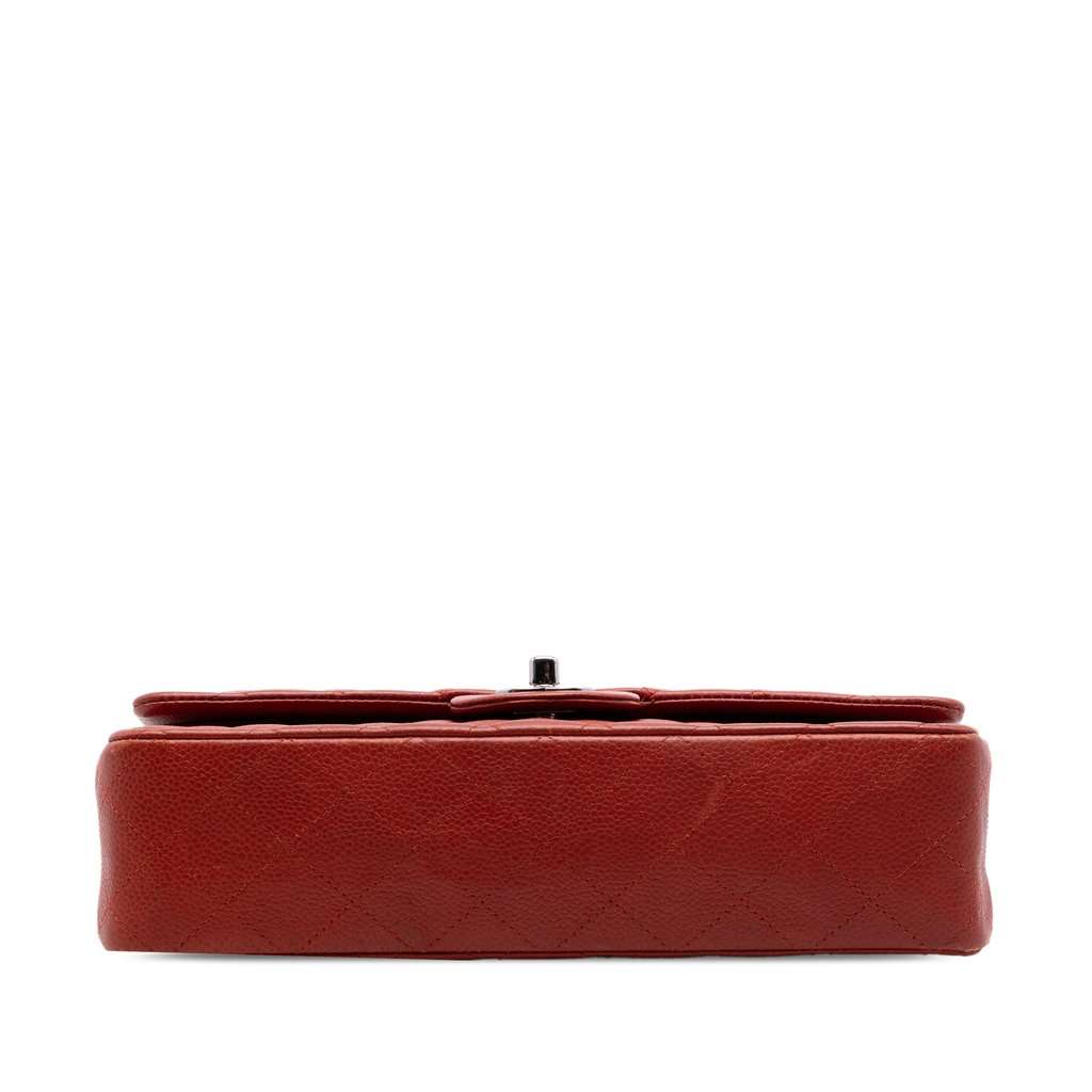 Chanel Medium Classic Caviar Double Flap Red Leather Very good condition - Inside View