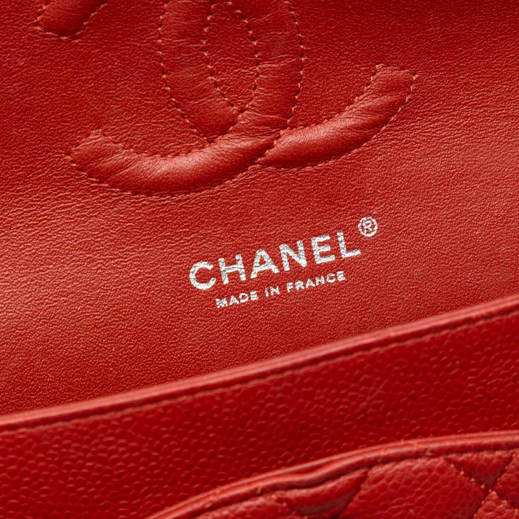 Chanel Medium Classic Caviar Double Flap Red Leather Very good condition - Box View