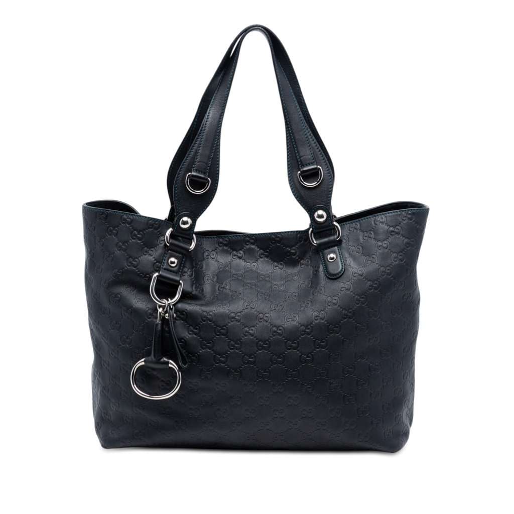 Gucci Medium Guccissima Icon Bit Tote Blue Leather Very good condition - Front View