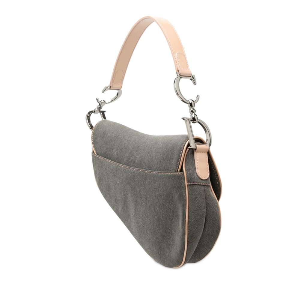 Dior Denim Jean Pocket Saddle Bag Brown Very good condition - Back View