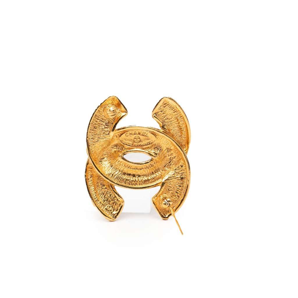 Chanel CC Quilted Gold Plated Brooch Gold Metal Very good - Inside View