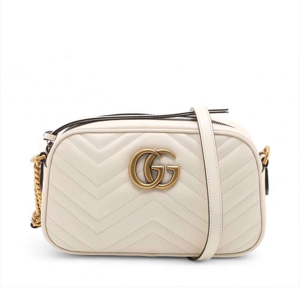 Gucci Small GG Marmont Matelasse Leather Crossbody Brown Leather Very good - Front View