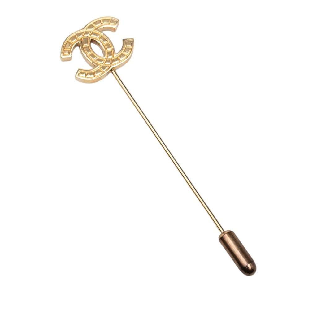 Chanel CC Gold Plated Pin Brooch Gold Metal Very good condition - Front View