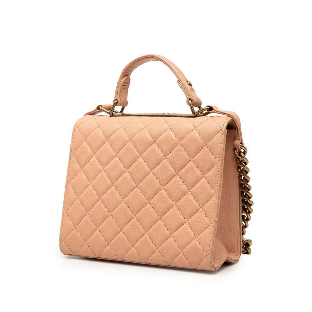 Chanel Large Quilted Goatskin Reissue 2.55 Rita Top Handle Flap Beige Leather Very good condition - Back View