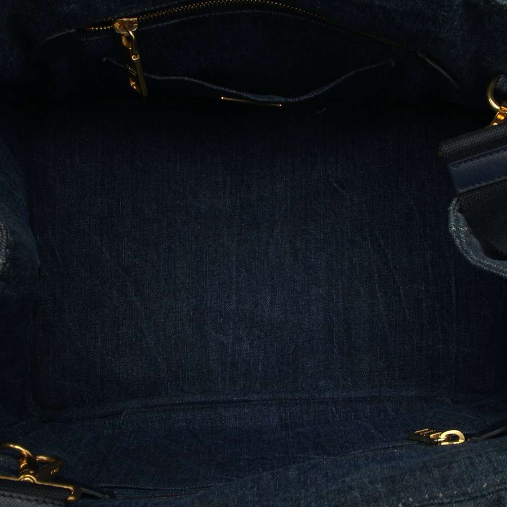 Prada Denim Canapa Logo Satchel Blue Very good condition - Model View