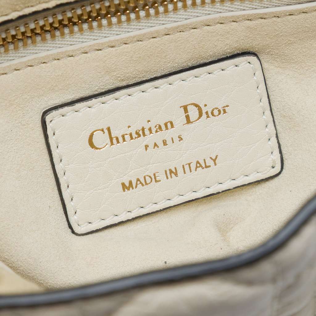 Dior Mini Lambskin Cannage Lady Dior White Leather Very good condition - Box View