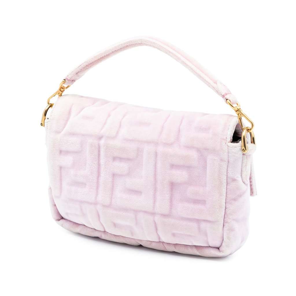 Fendi Mini Zucca Embossed Velvet Baguette Satchel Pink Very good - Back View