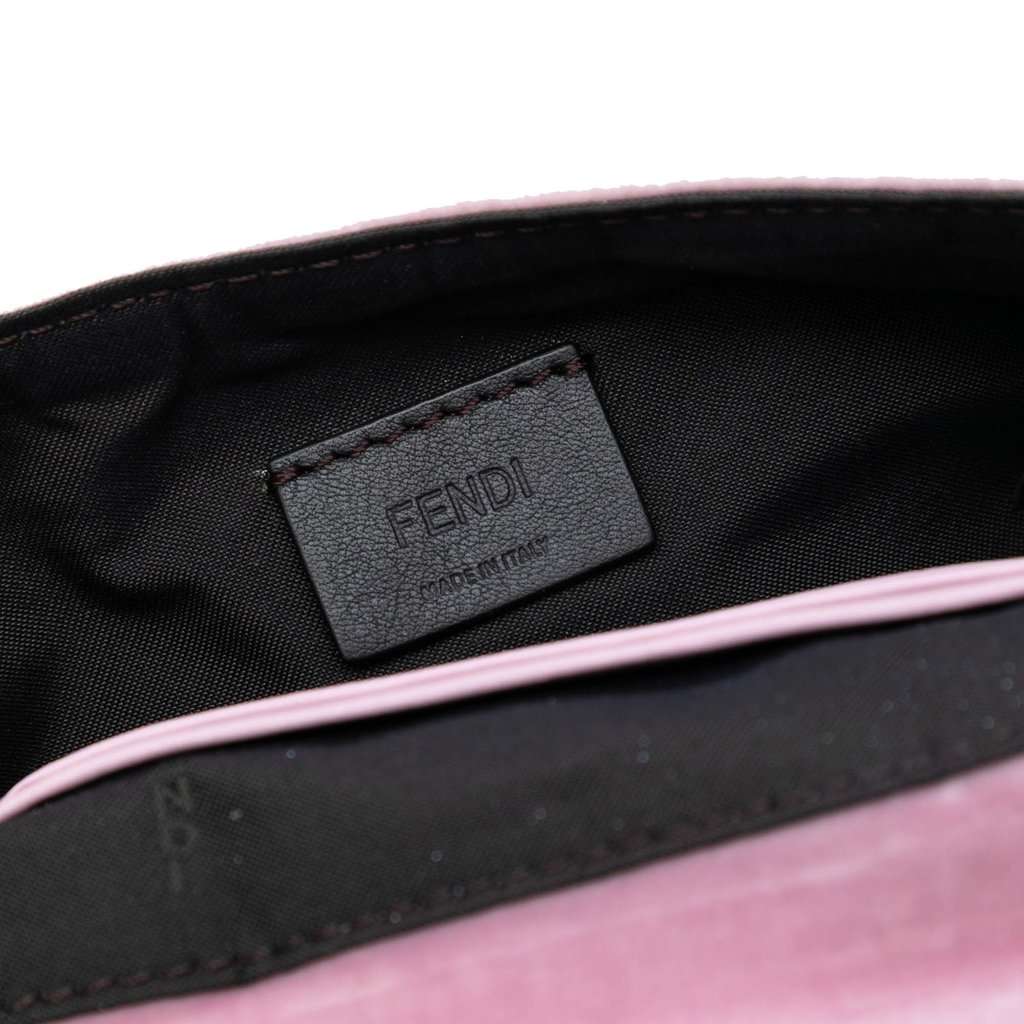 Fendi Mini Zucca Embossed Velvet Baguette Satchel Pink Very good - Model View