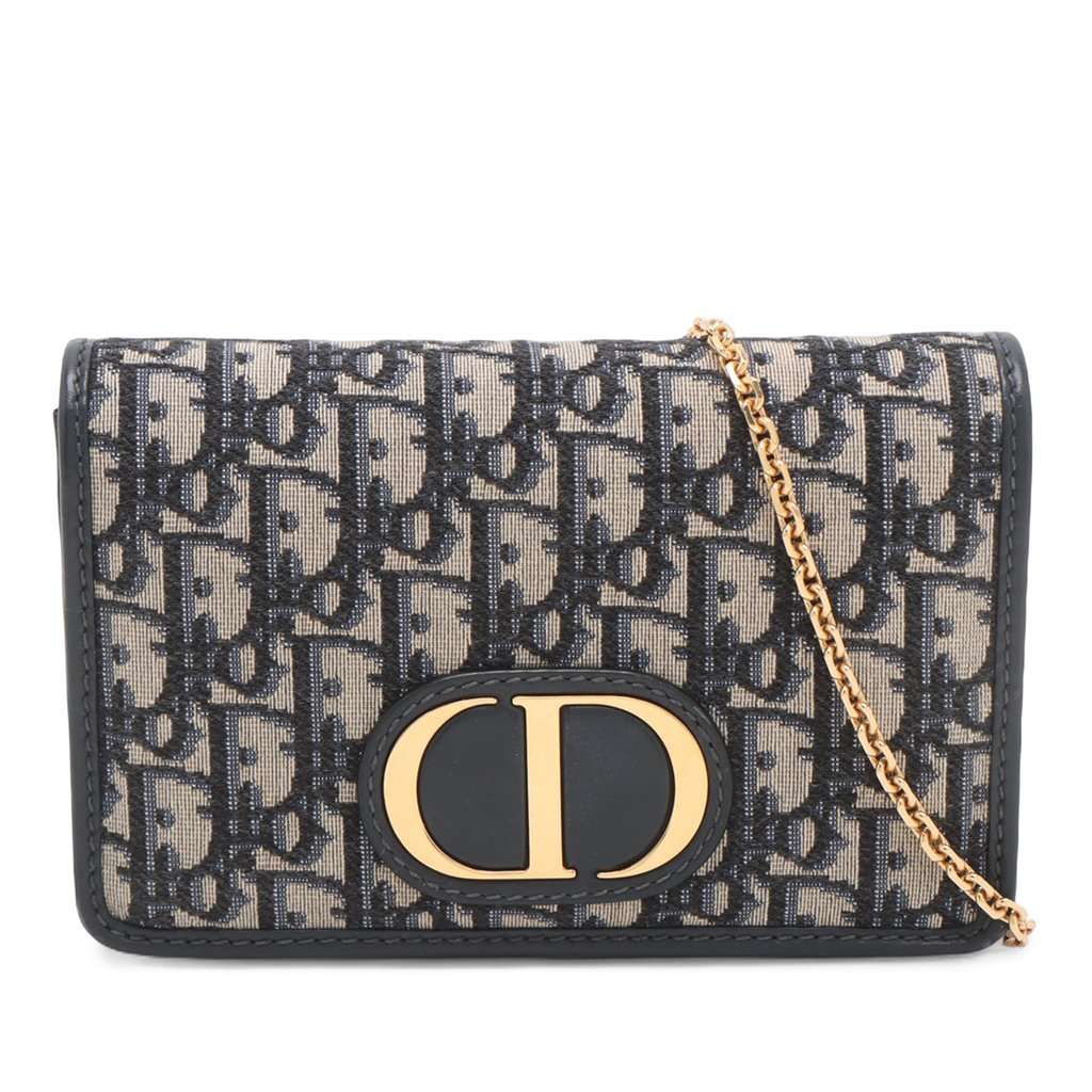 Dior Oblique Canvas 30 Montaigne 2 in 1 Pouch Blue Very good condition - Front View