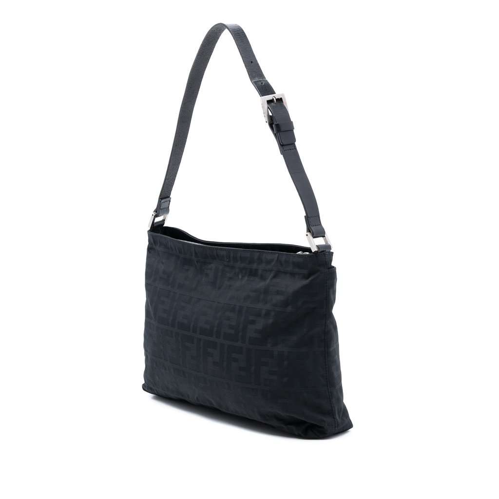 Fendi Zucca Nylon Shoulder Bag Black Very good condition - Back View