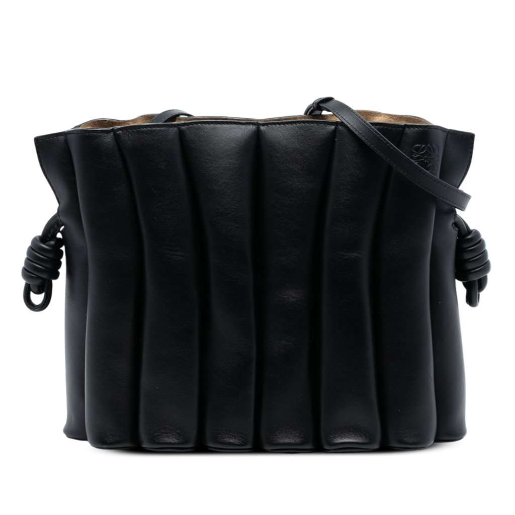 Loewe Calfskin Ondas Flamenco Knot Crossbody Black Leather Very good condition - Front View
