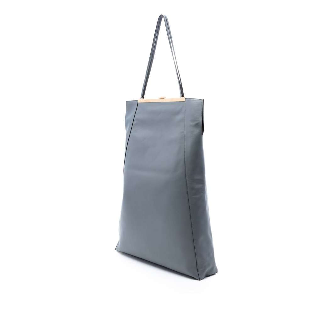 Celine Smooth Calfskin Clasp Cabas Tote Grey Leather Very good condition - Back View