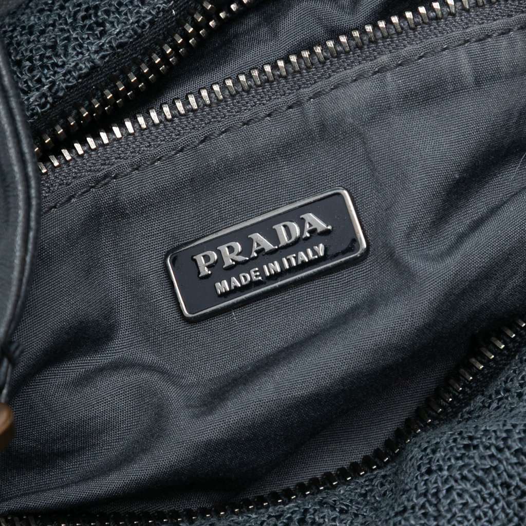 Prada Tweed Shoulder Bag Navy Very good - Box View