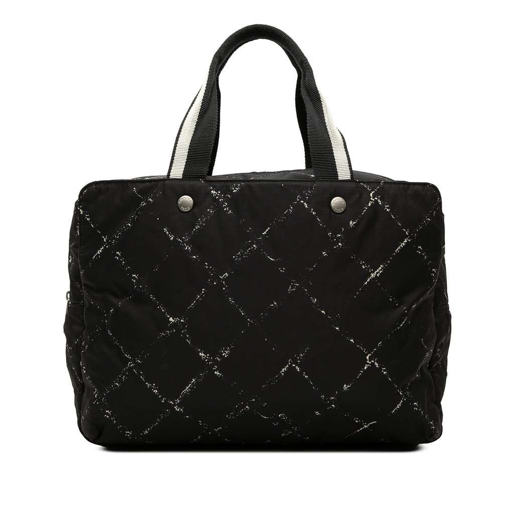 Chanel Old Travel Line Nylon Handbag Black Very good - Front View