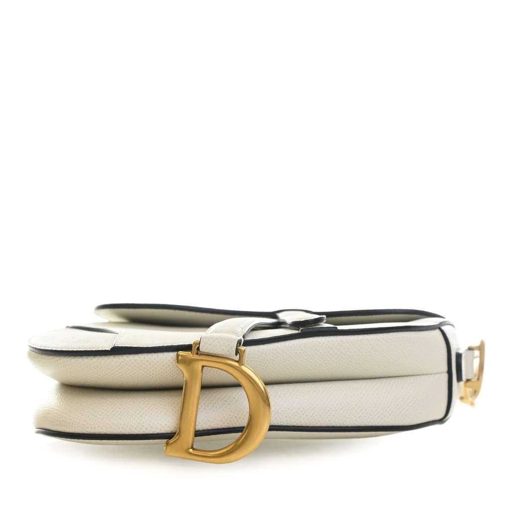 Dior Mini Grained Calfskin Saddle Bag White Leather Very good - Inside View