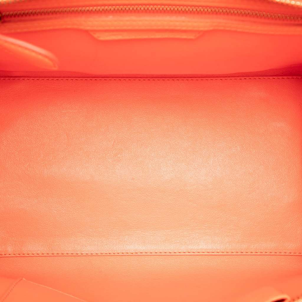Celine Mini Leather Luggage Tote Orange Leather Very good - Model View