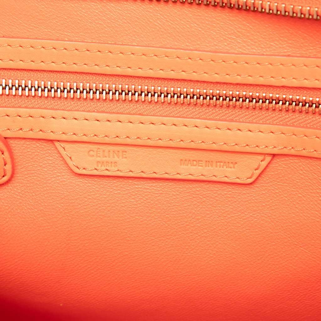 Celine Mini Leather Luggage Tote Orange Leather Very good - Box View
