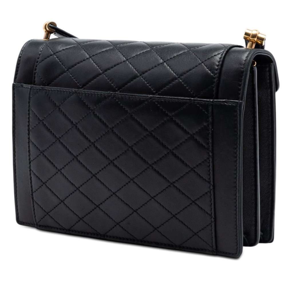 Saint Laurent Mini Quilted Lambskin Monogram Gaby Crossbody Black Leather Very good condition - Back View