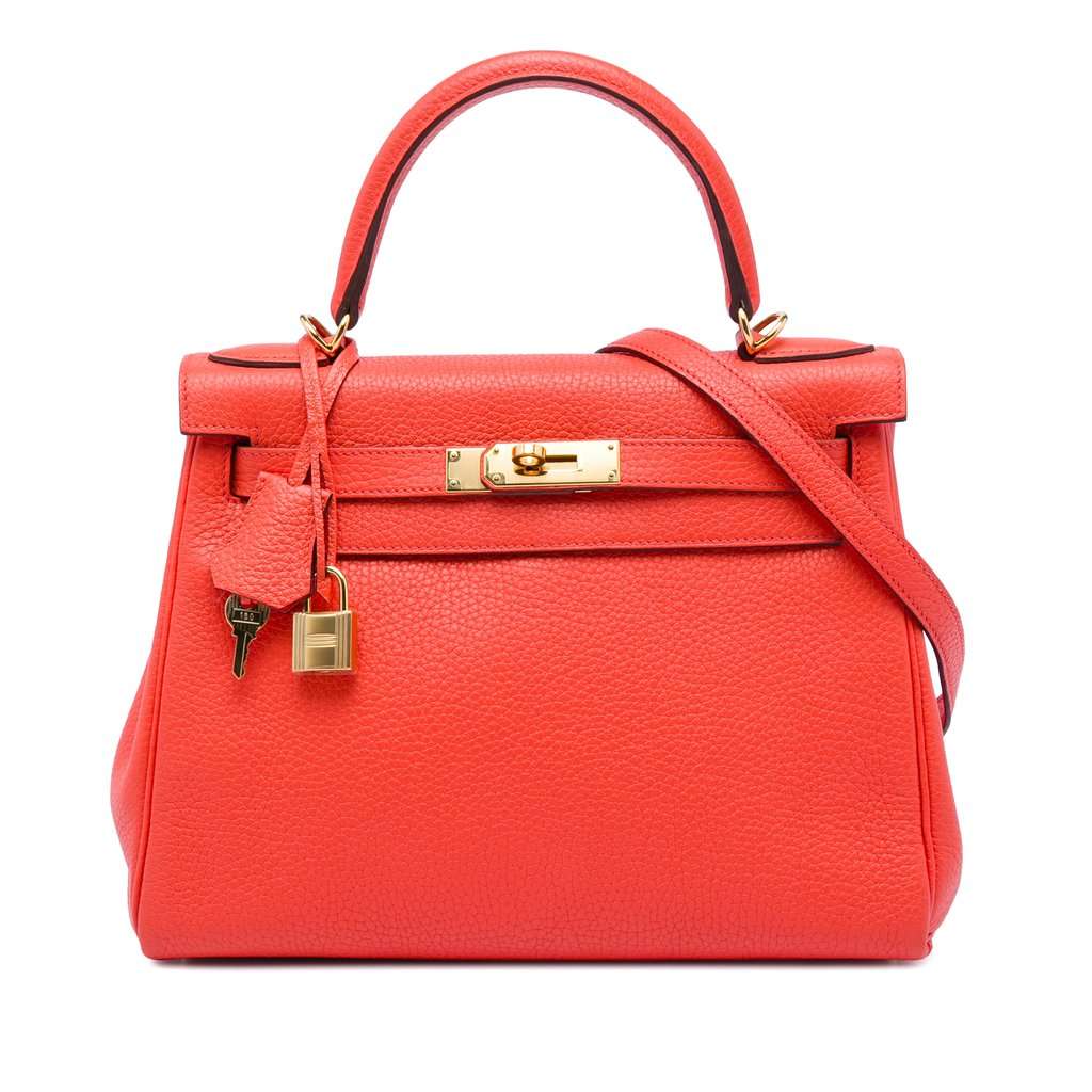 Hermès Clemence Kelly II Retourne 28 Orange Leather Very good - Front View