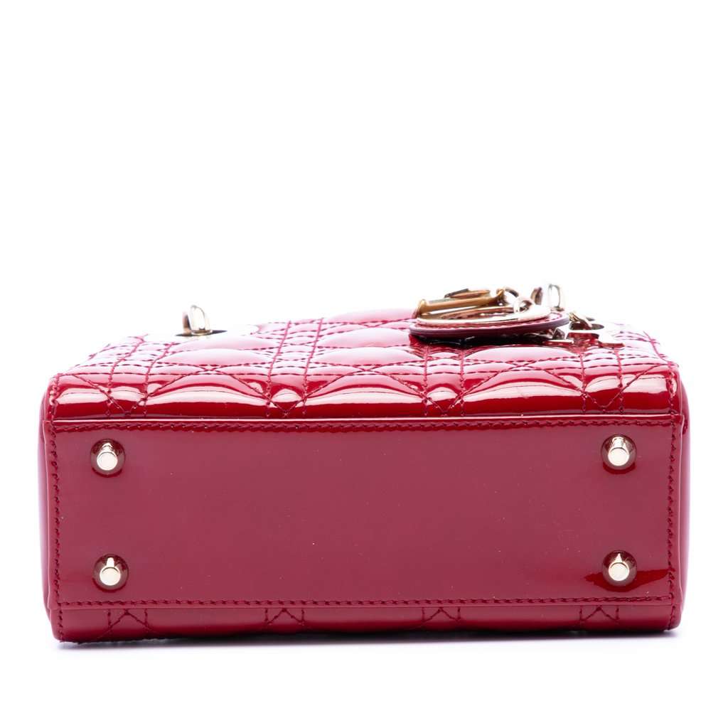Dior Mini Patent Cannage Lady Dior Red Leather Very good condition - Inside View