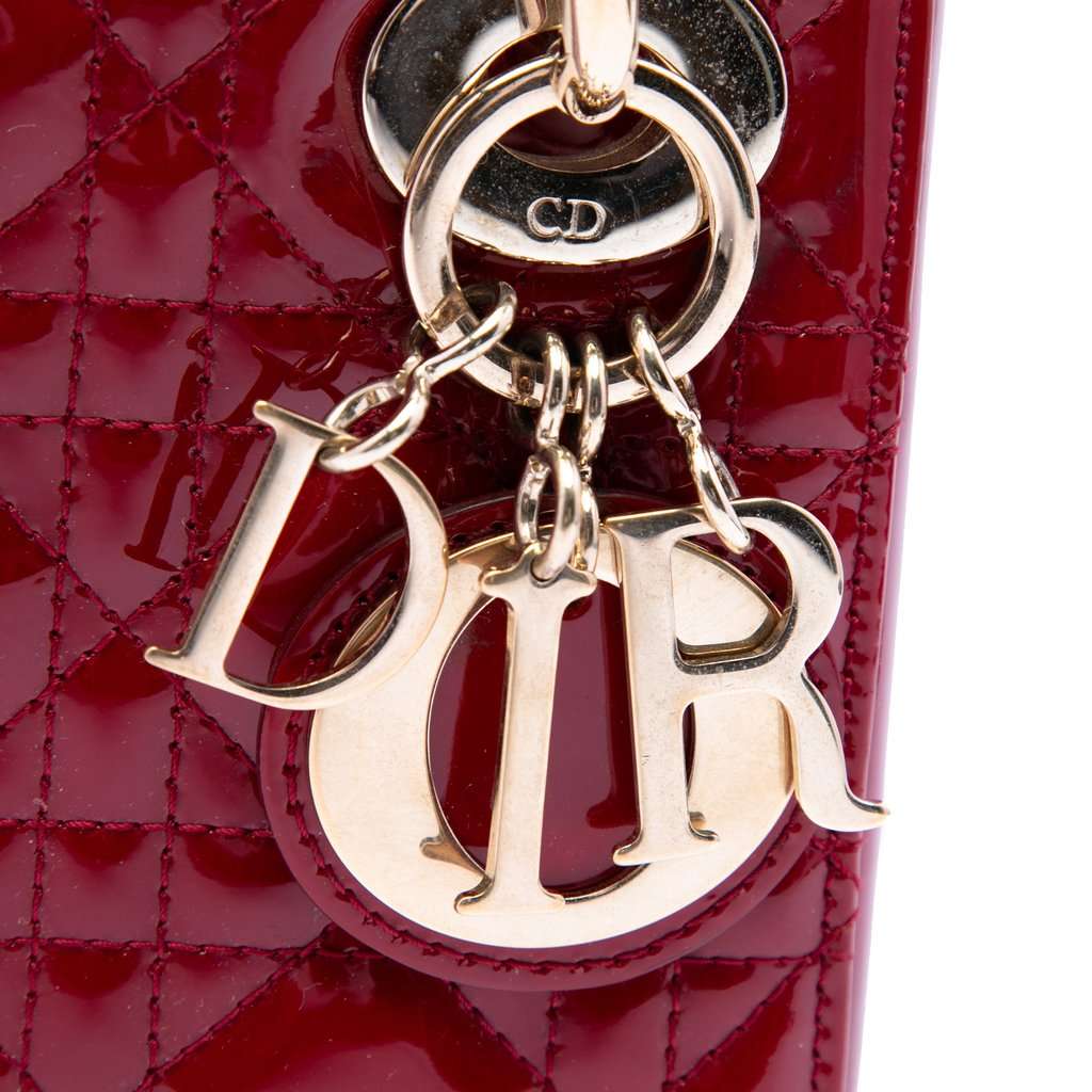 Dior Mini Patent Cannage Lady Dior Red Leather Very good condition - Box View