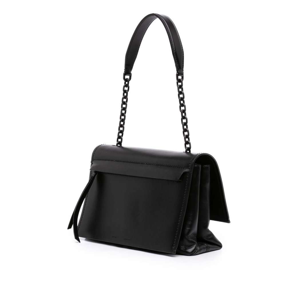 Off-White Embossed Leather Diag Binder Clip Flap Black Leather Very good - Back View