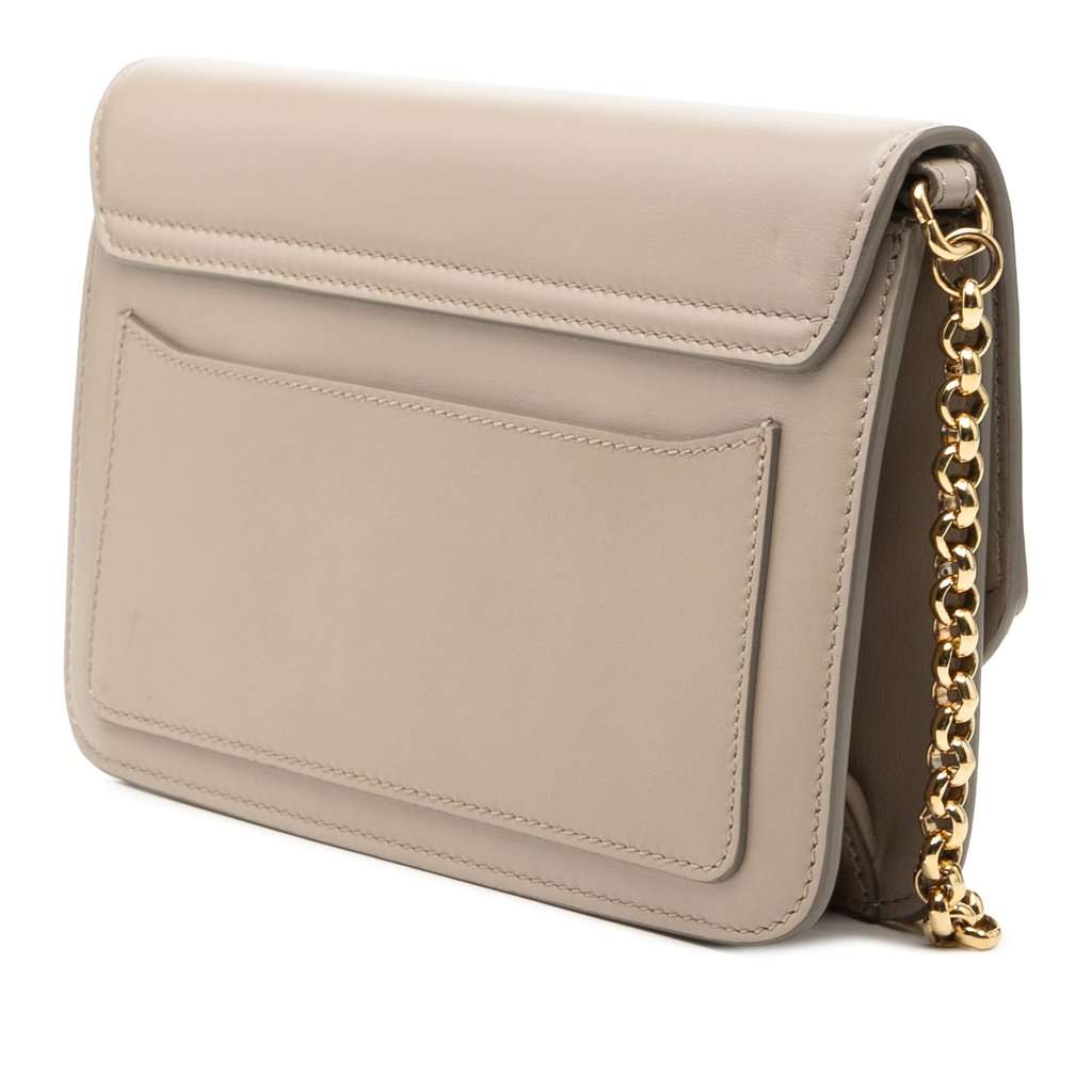 Chloé Calfskin and Suede C Clutch With Chain Brown Leather Very good condition - Back View