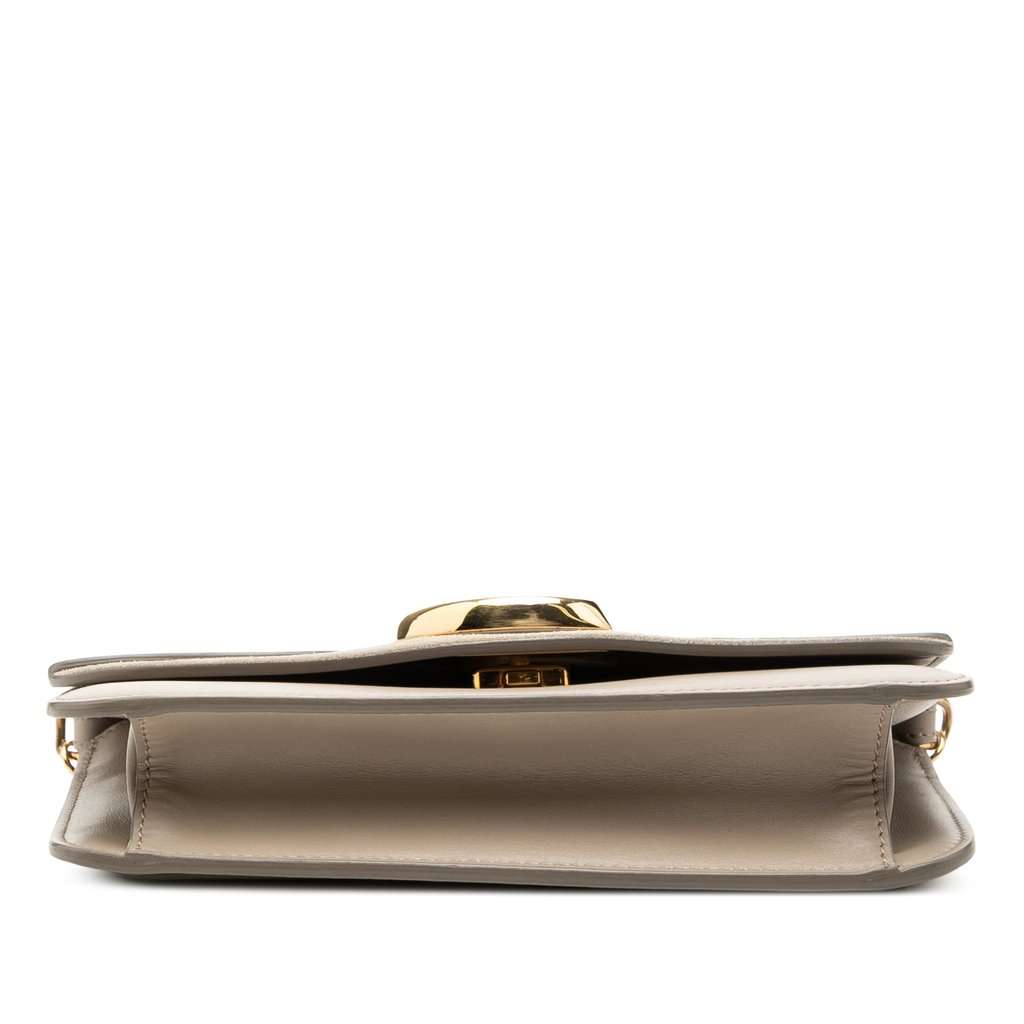Chloé Calfskin and Suede C Clutch With Chain Brown Leather Very good condition - Inside View